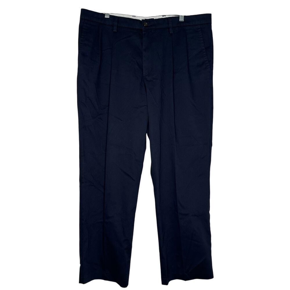 Dockers 38x30 Straight Pleated Navy Blue Mens Khaki Pants Work Trousers Preppy